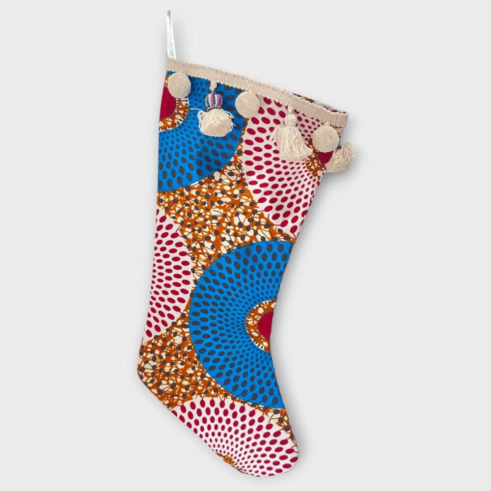 Ankara Christmas stocking made from dutch wax fabric